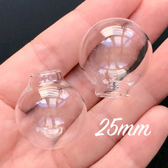 Glue On Bead Cap with Loop, Bubble Glass Globe Cover with 8mm Cup, C, MiniatureSweet, Kawaii Resin Crafts, Decoden Cabochons Supplies