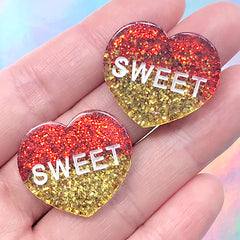 Cracked Heart Bead, Jelly Crackle Beads, Chunky Resin Beads, Kawaii, MiniatureSweet, Kawaii Resin Crafts, Decoden Cabochons Supplies