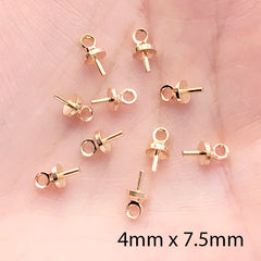 Silver Screw Eye Pins, Mini Eye Hooks, 4mm Screw Hook Bails, Small, MiniatureSweet, Kawaii Resin Crafts, Decoden Cabochons Supplies