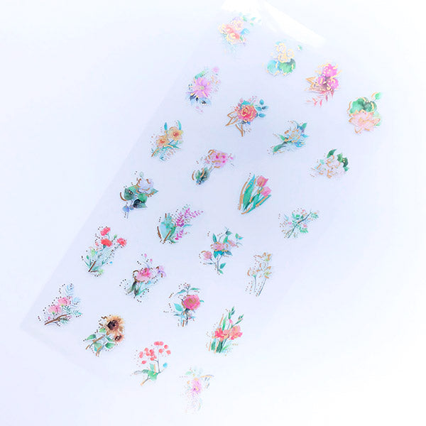 Floral Stickers with Gold Foil | Colorful Flower Sticker | Plant Clear ...