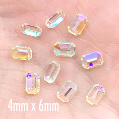 AB Clear Square Resin Rhinestones, Faceted Point Back Rhinestone, Sp, MiniatureSweet, Kawaii Resin Crafts, Decoden Cabochons Supplies
