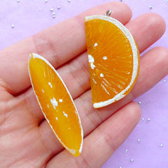 Large Orange Slice Cabochons, Faux Fruit Cabochon