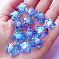 Mulutoo 420 Pcs Acrylic Star and Heart Shape Clear Pony Beads Colorful Pony Beads Plastic Loose Beads,Christmas Birthday Girl Kid Gift,For DIY