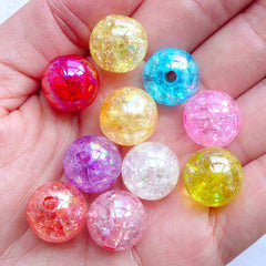 Cracked Heart Bead, Jelly Crackle Beads, Chunky Resin Beads, Kawaii, MiniatureSweet, Kawaii Resin Crafts, Decoden Cabochons Supplies