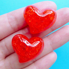 Cracked Heart Bead, Jelly Crackle Beads