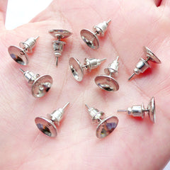 Plastic Earring Post with Rubber Backs & 5mm Cup / Cone Earring