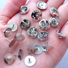 Silver Brooch Pin Back (20mm / 20 pcs) Glue on Safety Pin Sew on Brooc, MiniatureSweet, Kawaii Resin Crafts, Decoden Cabochons Supplies
