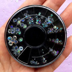 Sew On Rhinestones / 7mm Sewing On Glass Rhinestones (Clear with Silve, MiniatureSweet, Kawaii Resin Crafts, Decoden Cabochons Supplies