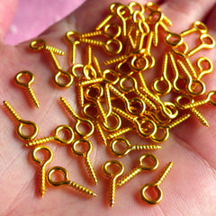 100-200pcs Small Tiny Mini Eye Pins Eyepins Hooks Eyelets Screw Threaded  Gold Clasps Hooks Jewelry Findings For Making DIY