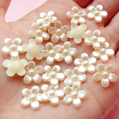 Snowflake Snow Pearl / ABS Fake Pearls (Cream White / 15mm / Around 30, MiniatureSweet, Kawaii Resin Crafts, Decoden Cabochons Supplies