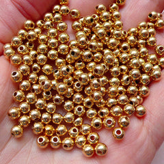 Silver Spacer Beads (3.2mm / 150 pcs / Dark Silver / Nickel Free) Roun, MiniatureSweet, Kawaii Resin Crafts, Decoden Cabochons Supplies