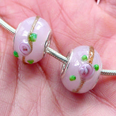 26 Large Hole Beads Pink and Lake Blue Resin Imitation Glass
