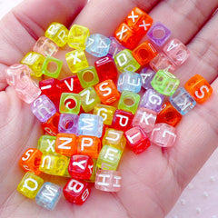  Parliky 20pcs Square Beaded Beads for Bracelets Square Loose  Beads Jewelry Making Supplies Clear Cube Beads Letter Beads DIY Cube Beads  Glass Beads Box Acrylic Hair Accessories Child : Arts, Crafts