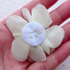 Chiffon Flower with Gem & Pearl / Fabric Flower Applique / Puff Floral  Applique (2pcs / 5.5cm / Pink) Hair Accessories Brooch Making B247
