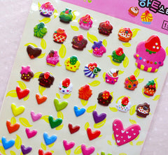 CLEARANCE Wedding Stickers, Happy Valentine Stickers, Puffy Stickers, MiniatureSweet, Kawaii Resin Crafts, Decoden Cabochons Supplies