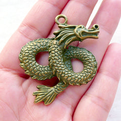 WYSIWYG 4pcs 37x32mm Chinese Dragon Charms For Jewelry Making
